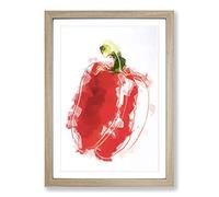 Big Box Art Lone Red Bell Pepper in Abstract Framed Wall Art Picture Print Ready to Hang, Oak A2 (62 x 45 cm)