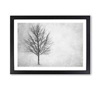 Big Box Art Lone Tree at Winter Painting Framed Wall Art Picture Print Ready to Hang, Black A2 (62 x 45 cm)
