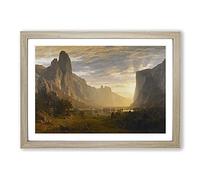 Big Box Art Looking Down On Yosemite Valley by Albert Bierstadt Framed Wall Art Picture Print Ready to Hang, Oak A2 (62 x 45 cm)
