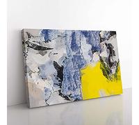 Big Box Art Looking for Something in Abstract Canvas Wall Art Print Ready to Hang Picture, 76 x 50 cm (30 x 20 Inch), Grey, Blue, Yellow, Black, Olive, Green