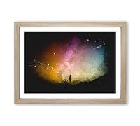 Big Box Art Looking Up at The Stars Paint Splash Framed Wall Art Picture Print Ready to Hang, Oak A2 (62 x 45 cm)