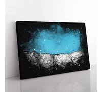Big Box Art Looking Up at The White Cliffs of Dover Paint Splash Canvas Wall Art Print Ready to Hang Picture, 76 x 50 cm (30 x 20 Inch), Turquoise, Grey