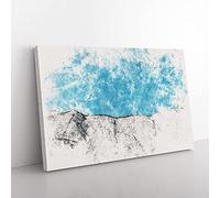 Big Box Art Looking Up at The White Cliffs of Dover Watercolour Canvas Wall Art Print Ready to Hang Picture, 76 x 50 cm (30 x 20 Inch), Turquoise, Grey