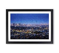 Big Box Art Los Angeles City Skyline at Night in Abstract Framed Wall Art Picture Print Ready to Hang, Black A2 (62 x 45 cm)