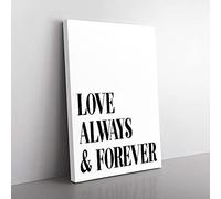 Big Box Art Love Always and Forever Typography Canvas Wall Art Print Ready to Hang Picture, 76 x 50 cm (30 x 20 Inch), White, Black