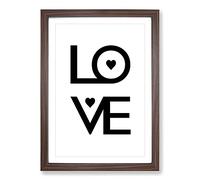 Big Box Art Love Heart Typography Framed Wall Art Picture Print Ready to Hang, Walnut A2 (62 x 45 cm)