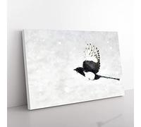 Big Box Art Magpie in Flight Painting Canvas Wall Art Print Ready to Hang Picture, 76 x 50 cm (30 x 20 Inch), White, Grey