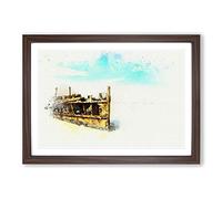Big Box Art Maheno Shipwreck Australia in Abstract Framed Wall Art Picture Print Ready to Hang, Walnut A2 (62 x 45 cm)