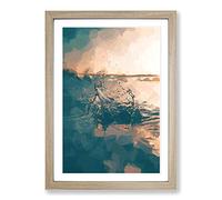 Big Box Art Make a Splash in Abstract Framed Wall Art Picture Print Ready to Hang, Oak A2 (62 x 45 cm)