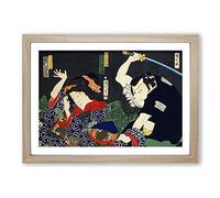 Big Box Art Male & Female Actors by Toyohara Kunichika Framed Wall Art Picture Print Ready to Hang, Oak A2 (62 x 45 cm)