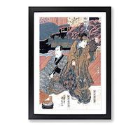 Big Box Art Male & Female Actors by Utagawa Kunisada Framed Wall Art Picture Print Ready to Hang, Black A2 (62 x 45 cm)