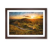 Big Box Art Mam Tor in The Peak District Painting Framed Wall Art Picture Print Ready to Hang, Walnut A2 (62 x 45 cm)