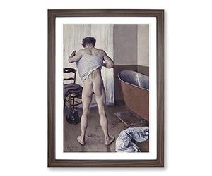 Big Box Art Man at His Bath by Gustave Caillebotte Framed Wall Art Picture Print Ready to Hang, Walnut A2 (62 x 45 cm)