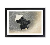 Big Box Art Man in A Snow Storm by Kamisaka Sekka Framed Wall Art Picture Print Ready to Hang, Black A2 (62 x 45 cm)