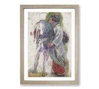 Big Box Art Man & Maiko by Kuroda Seiki Framed Wall Art Picture Print Ready to Hang, Oak A2 (62 x 45 cm)