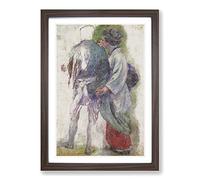 Big Box Art Man & Maiko by Kuroda Seiki Framed Wall Art Picture Print Ready to Hang, Walnut A2 (62 x 45 cm)