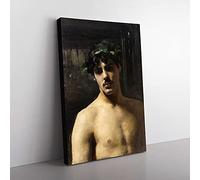 Big Box Art Man Wearing Laurels by John Singer Sargent Canvas Wall Art Print Ready to Hang Picture, 76 x 50 cm (30 x 20 Inch), Black, Black, Cream