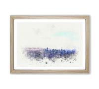 Big Box Art Manila Skyline in The Philippines in Abstract Framed Wall Art Picture Print Ready to Hang, Oak A2 (62 x 45 cm)