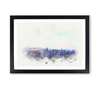 Big Box Art Manila Skyline in The Philippines in Abstract Framed Wall Art Picture Print Ready to Hang, Black A2 (62 x 45 cm)