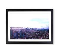 Big Box Art Manila Skyline in The Philippines Painting Framed Wall Art Picture Print Ready to Hang, Black A2 (62 x 45 cm)