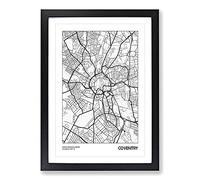 Big Box Art Map Coventry UK Framed Wall Art Picture Print Ready to Hang, Black A2 (62 x 45 cm)