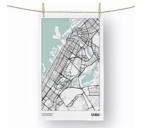 Big Box Art Map Dubai UAE - 100% Cotton (72 x 44 cm) Kitchen Tea Towel, Dish Cloth for Drying, Cleaning and Washing - Absorbent and Quick Drying