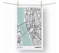 Big Box Art Map Liverpool UK - 100% Cotton (72 x 44 cm) Kitchen Tea Towel, Dish Cloth for Drying, Cleaning and Washing - Absorbent and Quick Drying