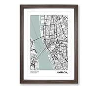 Big Box Art Map Liverpool UK Framed Wall Art Picture Print Ready to Hang, Walnut A2 (62 x 45 cm)
