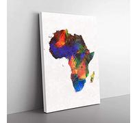 Big Box Art Map of The Continent of Africa in Abstract Canvas Wall Art Print Ready to Hang Picture, 76 x 50 cm (30 x 20 Inch), White, Brown, Blue, Olive, Green, Orange