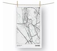 Big Box Art Map Oxford UK - 100% Cotton (72 x 44 cm) Kitchen Tea Towel, Dish Cloth for Drying, Cleaning and Washing - Absorbent and Quick Drying