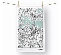 Big Box Art Map Sydney AUSTRALIA - 100% Cotton (72 x 44 cm) Kitchen Tea Towel, Dish Cloth for Drying, Cleaning and Washing - Absorbent and Quick Drying