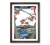 Big Box Art Maples at Mama by Utagawa Hiroshige Framed Wall Art Picture Print Ready to Hang, Walnut A2 (62 x 45 cm)