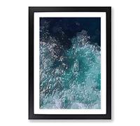 Big Box Art Marbled Waters Framed Wall Art Picture Print Ready to Hang, Black A2 (62 x 45 cm)