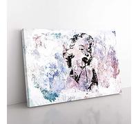 Big Box Art Marilyn Monroe Graffiti in Abstract Canvas Wall Art Print Ready to Hang Picture, 76 x 50 cm (30 x 20 Inch), White, Grey, Red, Black