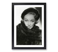 Big Box Art Marlene Dietrich Framed Wall Art Picture Print Ready to Hang, Black A2 (62 x 45 cm)