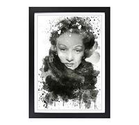 Big Box Art Marlene Dietrich V3 Framed Wall Art Picture Print Ready to Hang, Black A2 (62 x 45 cm)