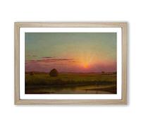 Big Box Art Martin Johnson Heade Sunset Over The Marsh Framed Wall Art Picture Print Ready to Hang, Oak A2 (62 x 45 cm)