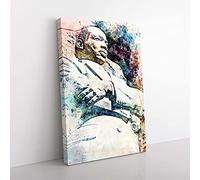 Big Box Art Martin Luther King Jr in Abstract Canvas Wall Art Print Ready to Hang Picture, 76 x 50 cm (30 x 20 Inch), White, Teal, Blue, Black, Brown