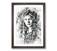 Big Box Art Mary Pickford in Abstract Framed Wall Art Picture Print Ready to Hang, Walnut A2 (62 x 45 cm)