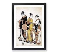 Big Box Art Masquerading as Komuso by Torii Kiyonaga Framed Wall Art Picture Print Ready to Hang, Black A2 (62 x 45 cm)