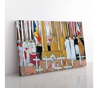 Big Box Art Mass in Front of The Tomb by Maurice Denis Canvas Wall Art Print Ready to Hang Picture, 76 x 50 cm (30 x 20 Inch), Green, Grey, Cream