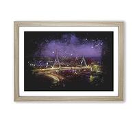 Big Box Art Massachusetts Boston Skyline Paint Splash Framed Wall Art Picture Print Ready to Hang, Oak A2 (62 x 45 cm)