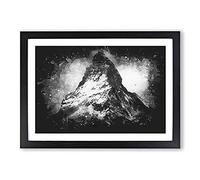 Big Box Art Matterhorn Mountain Vol.1 Paint Splash Framed Wall Art Picture Print Ready to Hang, Black A2 (62 x 45 cm)