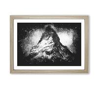 Big Box Art Matterhorn Mountain Vol.1 Paint Splash Framed Wall Art Picture Print Ready to Hang, Oak A2 (62 x 45 cm)