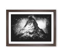 Big Box Art Matterhorn Mountain Vol.1 Paint Splash Framed Wall Art Picture Print Ready to Hang, Walnut A2 (62 x 45 cm)