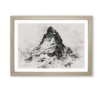Big Box Art Matterhorn Mountain Vol.1 Watercolour Framed Wall Art Picture Print Ready to Hang, Oak A2 (62 x 45 cm)