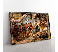 Big Box Art Meeting of Abraham and Melchizedek by Peter Paul Rubens Canvas Wall Art Print Ready to Hang Picture, 76 x 50 cm (30 x 20 Inch), Cream, Green, Brown