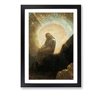 Big Box Art Melancholy by Odilon Redon Framed Wall Art Picture Print Ready to Hang, Black A2 (62 x 45 cm)