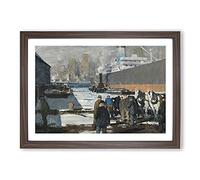 Big Box Art Men of The Docks by George Bellows Framed Wall Art Picture Print Ready to Hang, Walnut A2 (62 x 45 cm)