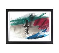 Big Box Art Microphones Music (1) V2 Framed Wall Art Picture Print Ready to Hang, Black A2 (62 x 45 cm)